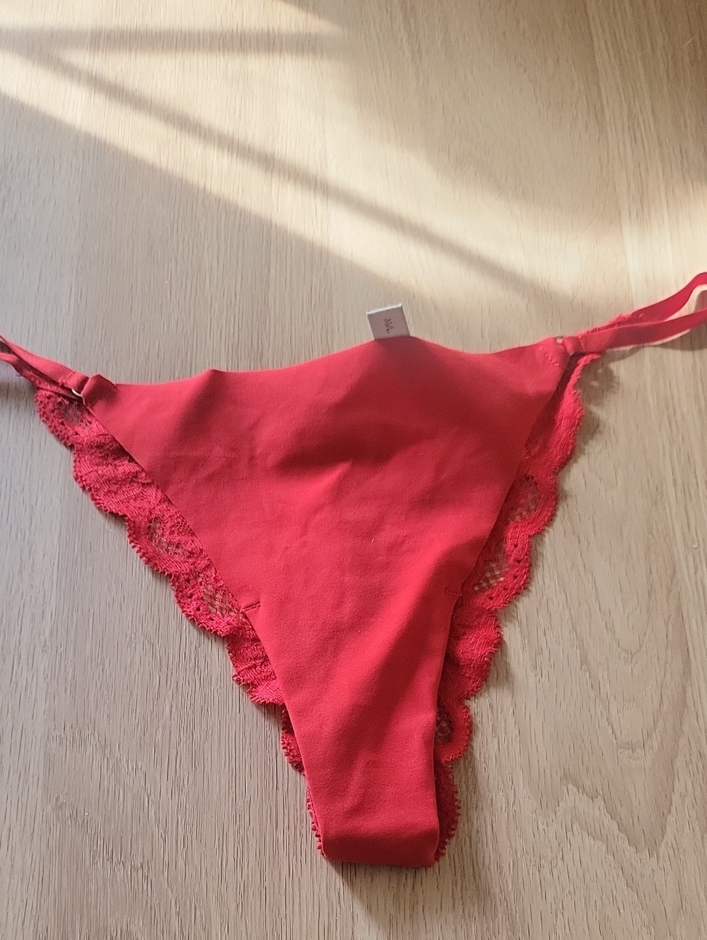 Fleur Du Mal Nwot Red Lace-Trim Bikini Bottom
